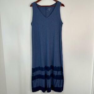 J. Jill PJ Tie Dye Sleeveless Maxi Dress Womens Large Petite Boho Casual Blue